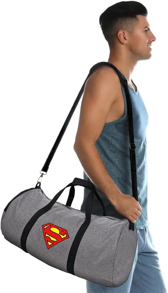 Superman Classic S-Shield Logo Lightweight Duffel Bag for Sports and Gym Packable for Travel
