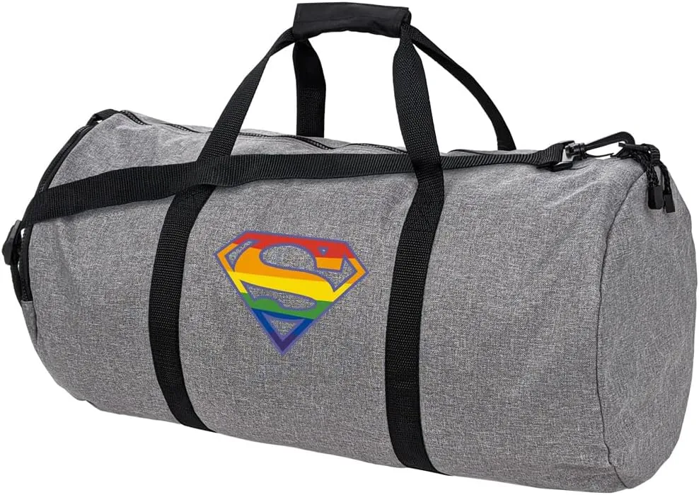 Superman Rainbow Shield Logo Lightweight Duffel Bag for Sports and Gym Packable for Travel