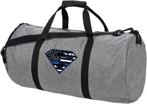 Superman Thin Blue Line Flag Shield Logo Lightweight Duffel Bag for Sports and Gym Packable for Travel