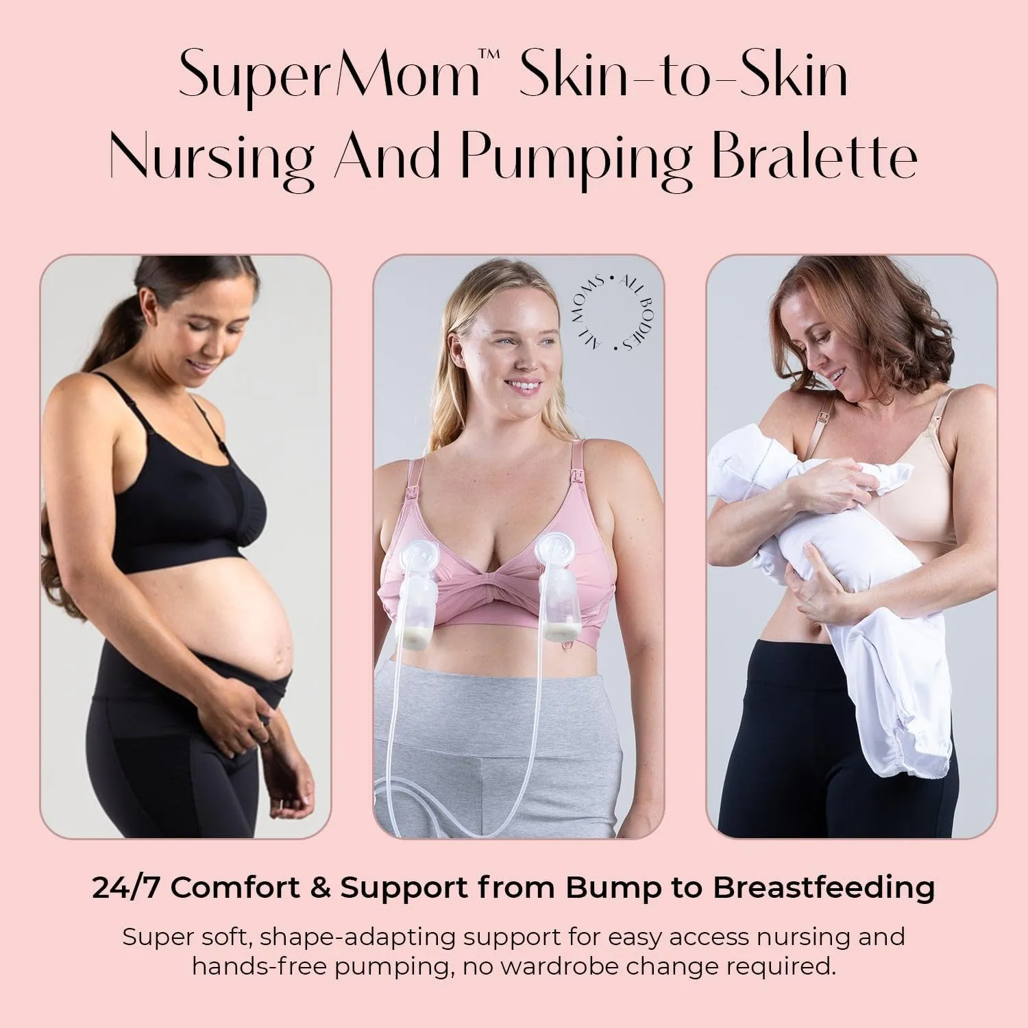 Supermom Pumping and Nursing Bra - Hands Free Nursing Bra for Pumping - Breastfeeding Bras Comfortable & Supportive