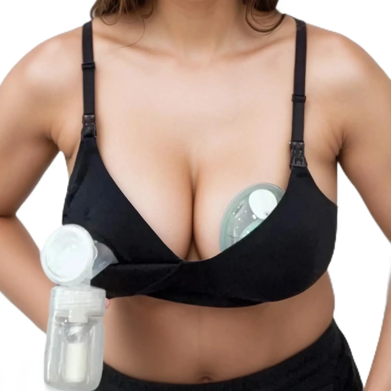 Supermom T-Shirt Nursing & Hands Free Pumping Bra with Fixed Padding - Comfortable Maternity Breast Pump Bra