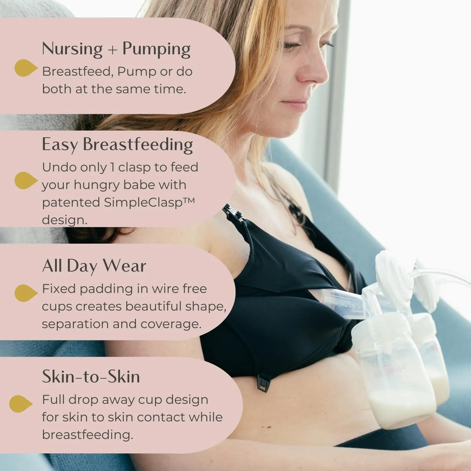 Supermom T-Shirt Nursing & Hands Free Pumping Bra with Fixed Padding - Comfortable Maternity Breast Pump Bra
