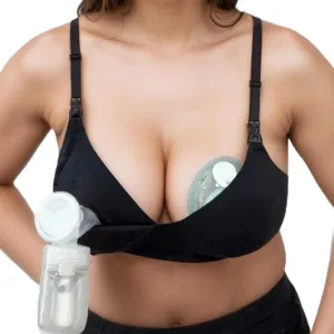 Supermom T-Shirt Nursing & Hands Free Pumping Bra with Fixed Padding - Comfortable Maternity Breast Pump Bra