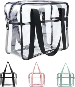 SxoSyo Clear Makeup Bags Large Travel Toiletry Bag for Women Transparent Bag Clear Cosmetic Bags with Handle Bathroom Organizer (black)