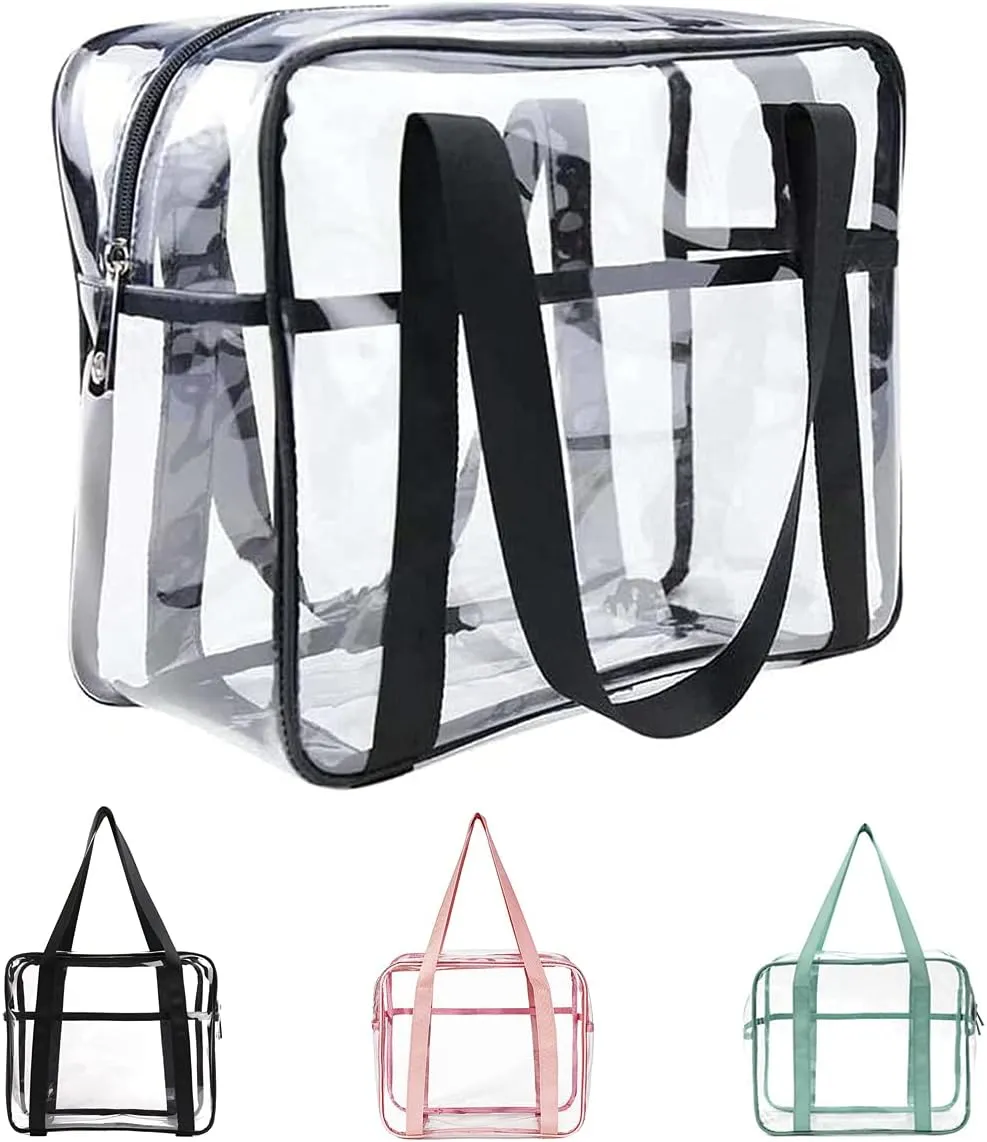 SxoSyo Clear Makeup Bags Large Travel Toiletry Bag for Women Transparent Bag Clear Cosmetic Bags with Handle Bathroom Organizer (black)