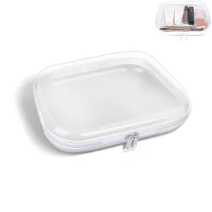 SXS LACONIC Clear Hard Shell Zipper Case,Transparent Double Zippers Hard Pouch,Portable Travel Organizer Bin for Toy Storage