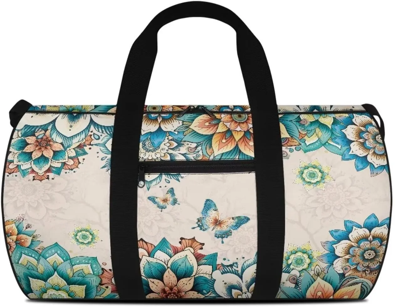 Talayituse Boho Mandala Butterfly Print Gym Bag for Women Large Capacity Duffel Bag with Shoulder Strap Portable Weekender Bag with Inner Pocket Sport Tote Bag Tear Resistant Garment Bag for Yoga