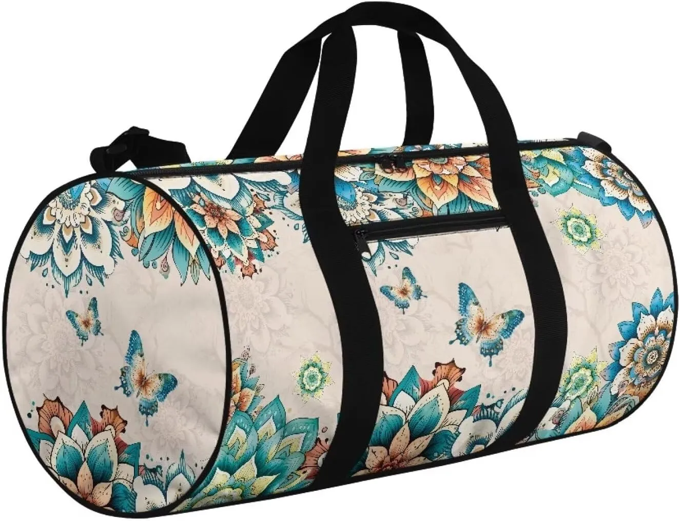 Talayituse Boho Mandala Butterfly Print Gym Bag for Women Large Capacity Duffel Bag with Shoulder Strap Portable Weekender Bag with Inner Pocket Sport Tote Bag Tear Resistant Garment Bag for Yoga