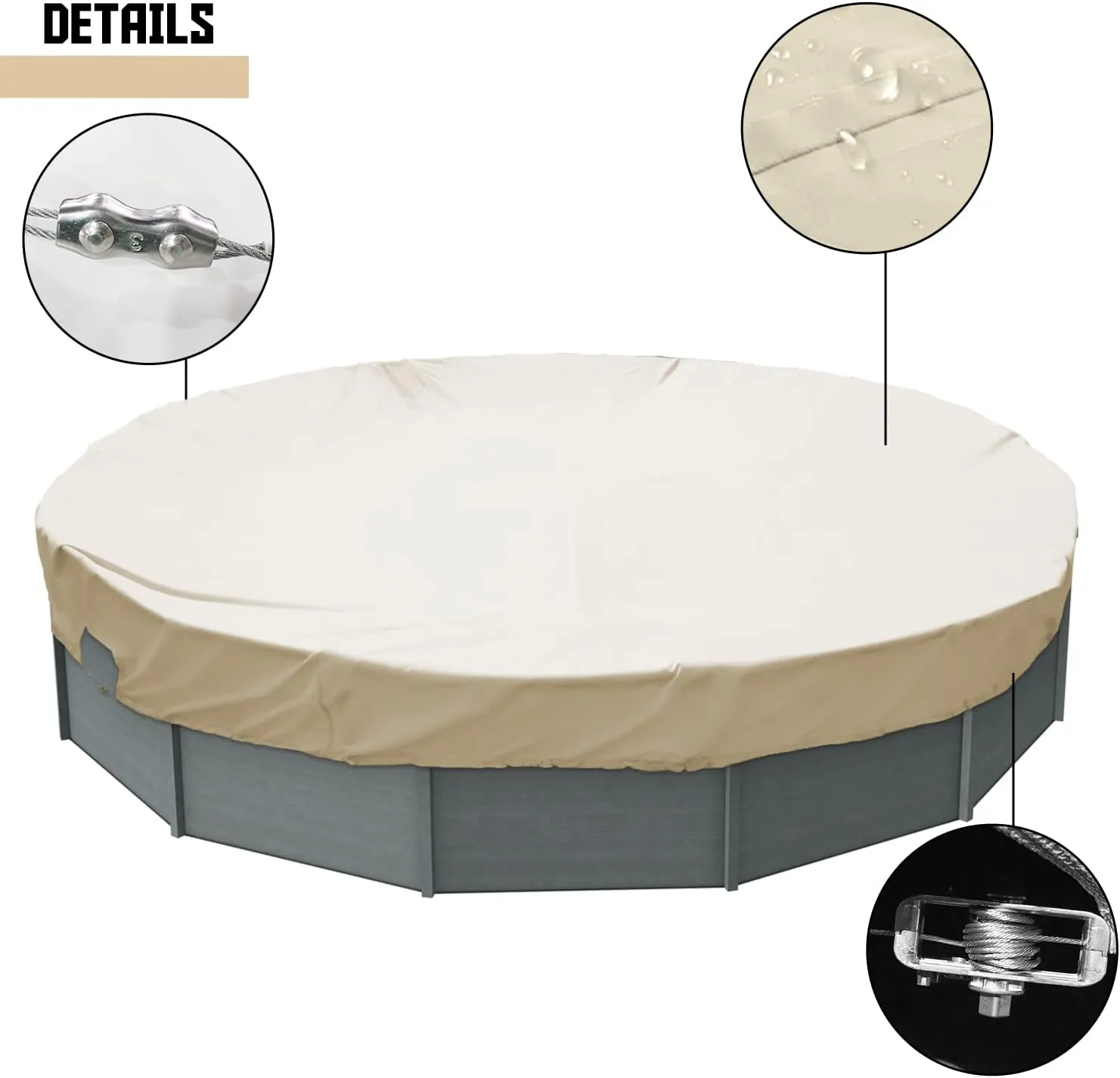 TANG 13' ft Round Pool Covers for 10 Feet Round Pool Above Ground Pool Winter Waterproof Covers Wire Rope Hemmed All Edges 3ft Overlap for Above Ground Swimming Pools, Trampoline Cover