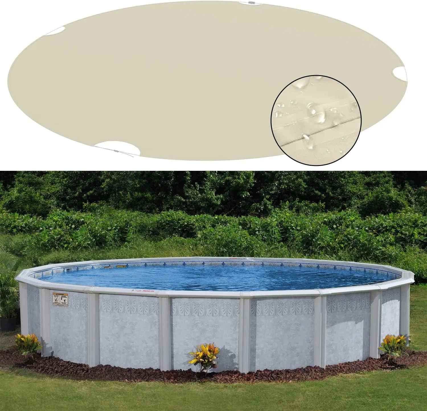 TANG 13' ft Round Pool Covers for 10 Feet Round Pool Above Ground Pool Winter Waterproof Covers Wire Rope Hemmed All Edges 3ft Overlap for Above Ground Swimming Pools, Trampoline Cover