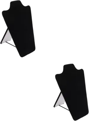 TENDYCOCO 2pcs Suede Mannequin Stand Pendant Earring Display Holder Jewelry Necklace Bust Necklaces Easel Jewelry Rack Necklace Display Stand Necklace Stand for Selling Cardboard Black