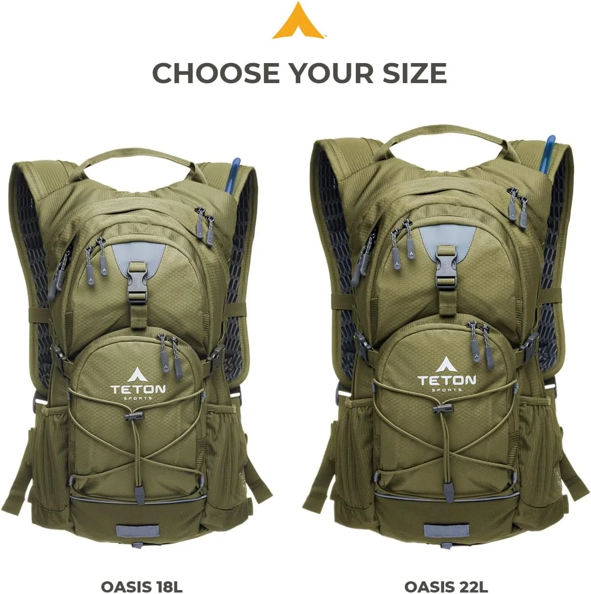 Teton Oasis Hydration Backpack – Lightweight Water Pack with Bladder for Hiking, Running, Cycling, Biking – 18L/22L Sizes – Sewn-in Rain Cover – Fits Men and Women
