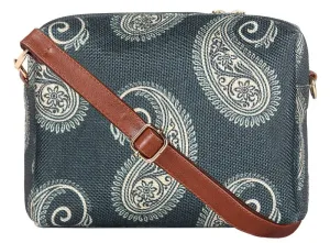 THE CLOWNFISH Isla Printed Handicraft Fabric Crossbody Sling bag for Women Casual Party Bag Purse with Adjustable Shoulder Strap for Ladies College Girls (Multicolour-Rainbow Design)