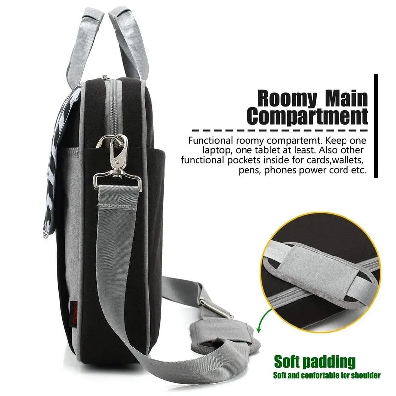 THE CLOWNFISH Laptop Messenger Bag - Durable, Stylish Design | Adjustable Strap | 15.6 Inch | Black with Wave Design