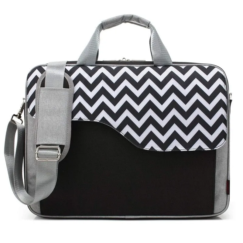THE CLOWNFISH Laptop Messenger Bag - Durable, Stylish Design | Adjustable Strap | 15.6 Inch | Black with Wave Design