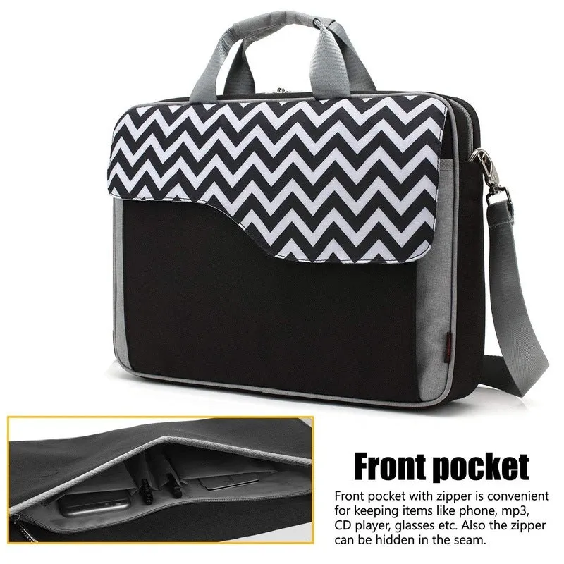 THE CLOWNFISH Laptop Messenger Bag - Durable, Stylish Design | Adjustable Strap | 15.6 Inch | Black with Wave Design