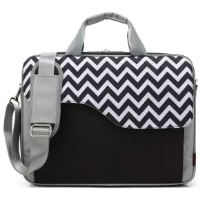 THE CLOWNFISH Laptop Messenger Bag - Durable, Stylish Design | Adjustable Strap | 15.6 Inch | Black with Wave Design