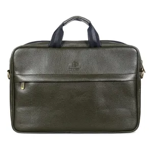 THE CLOWNFISH Noble Faux Leather 14 inch Laptop Messenger Bag - Water Resistant | Adjustable Strap | 14 inch | Green