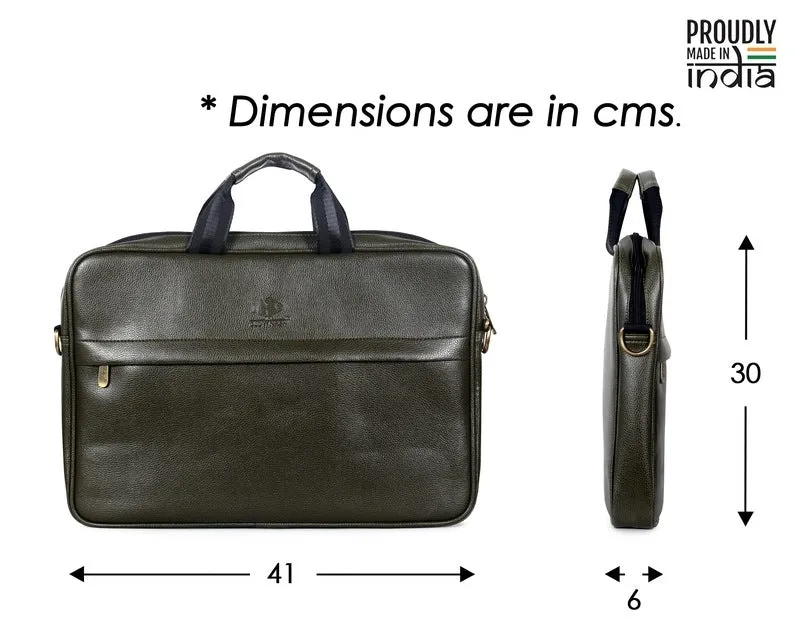 THE CLOWNFISH Noble Faux Leather 14 inch Laptop Messenger Bag - Water Resistant | Adjustable Strap | 14 inch | Green
