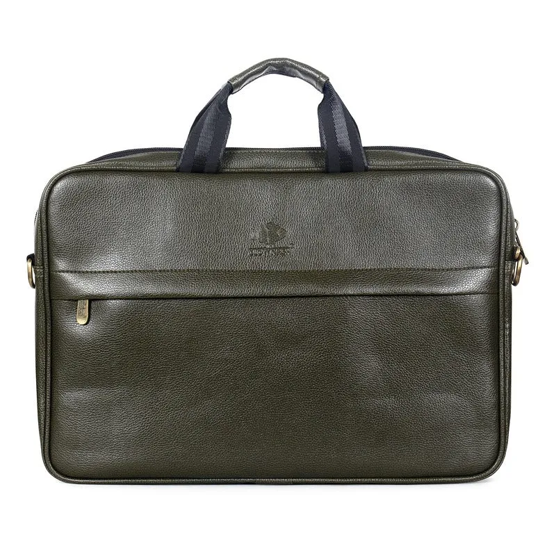 THE CLOWNFISH Noble Faux Leather 14 inch Laptop Messenger Bag - Water Resistant | Adjustable Strap | 14 inch | Green