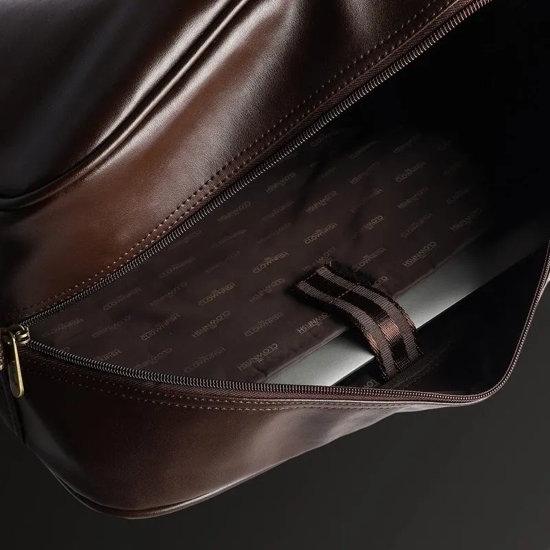 The Clownfish Reagan 28 litres Unisex Faux Leather 15.6 inch Laptop Travel Duffle Bag (Dark Brown)