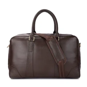 The Clownfish Reagan 28 litres Unisex Faux Leather 15.6 inch Laptop Travel Duffle Bag (Dark Brown)