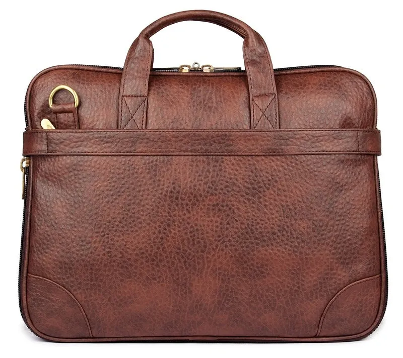 The Clownfish Royal Faux Leather Laptop Briefcase - Stylish Design | Padded Shoulder Strap | 15.6 inch | Cinnamon