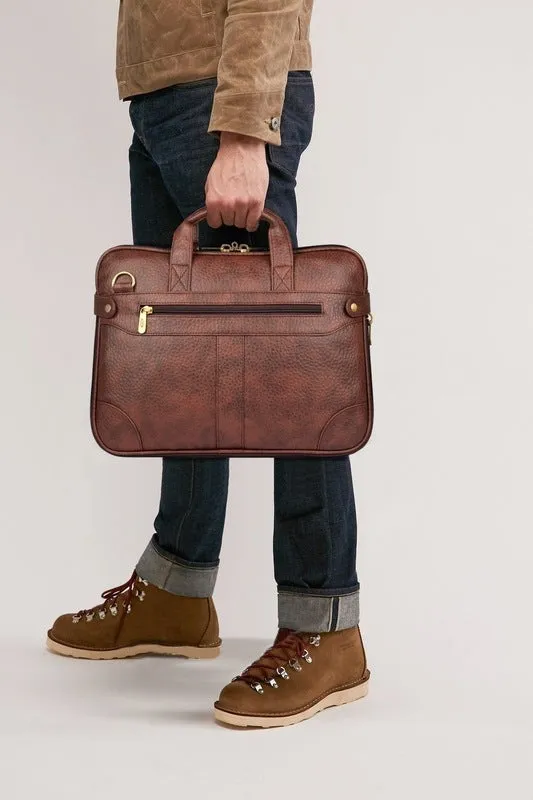 The Clownfish Royal Faux Leather Laptop Briefcase - Stylish Design | Padded Shoulder Strap | 15.6 inch | Cinnamon