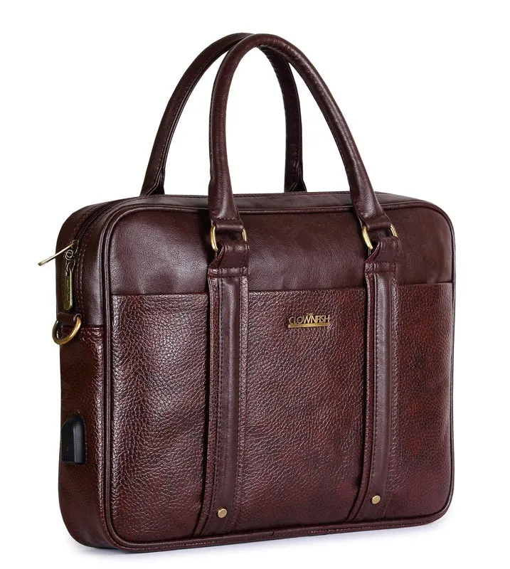 THE CLOWNFISH Supreme Laptop Messenger Bag for 14 inch laptops - Dark Brown