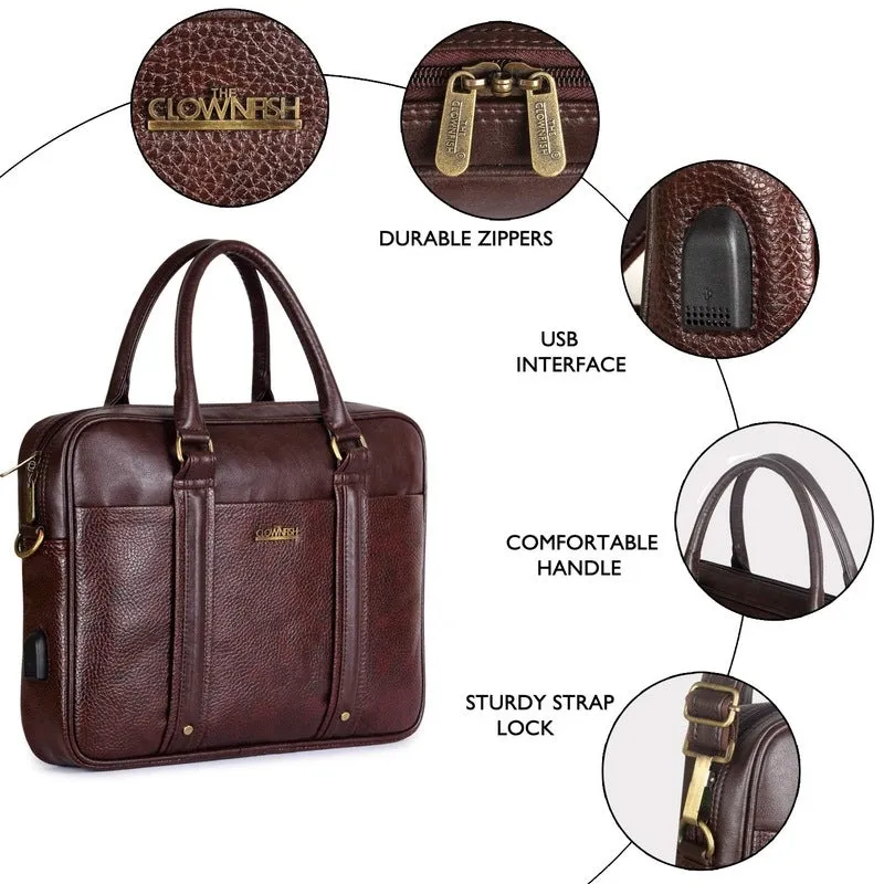 THE CLOWNFISH Supreme Laptop Messenger Bag for 14 inch laptops - Dark Brown