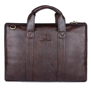 THE CLOWNFISH TCFLBFL-RBR14 Leatherette Tablet Bag - Premium Leatherette, Cushioned Sleeve | 14 inch Capacity | Brown
