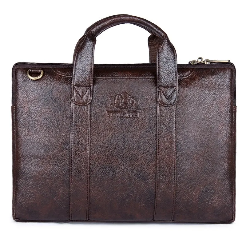 THE CLOWNFISH TCFLBFL-RBR14 Leatherette Tablet Bag - Premium Leatherette, Cushioned Sleeve | 14 inch Capacity | Brown