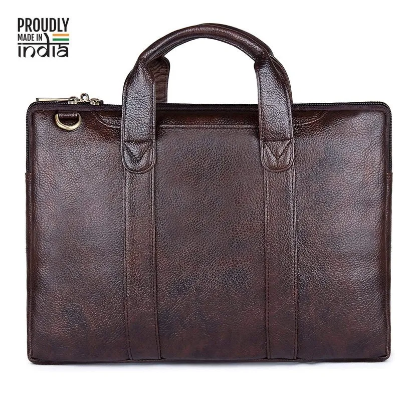 THE CLOWNFISH TCFLBFL-RBR14 Leatherette Tablet Bag - Premium Leatherette, Cushioned Sleeve | 14 inch Capacity | Brown