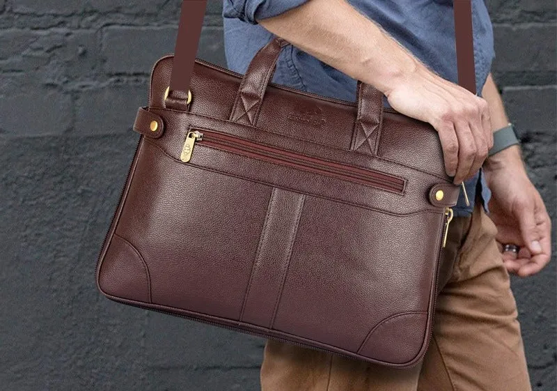 THE CLOWNFISH TCFLBFL-RS156HIC33 Laptop Bag - Stylish, Premium Leatherette | Slim Cushion for 15.6 Inch Laptops | Hickory