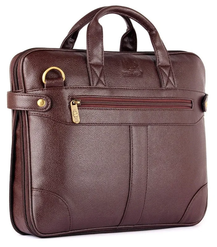 THE CLOWNFISH TCFLBFL-RS156HIC33 Laptop Bag - Stylish, Premium Leatherette | Slim Cushion for 15.6 Inch Laptops | Hickory