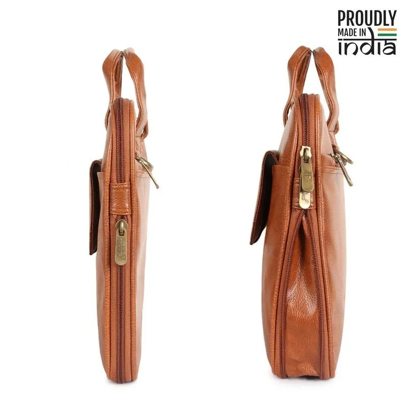 THE CLOWNFISH Triton Faux Leather Messenger Bag - Expandable, Comfortable | 12 inch | Black