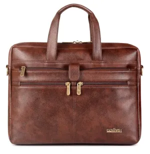 THE CLOWNFISH Unisex Adult Isaac Series Faux Leather 15.6 Inch Laptop Utility Messenger Bag Laptop Briefcase (Grey)