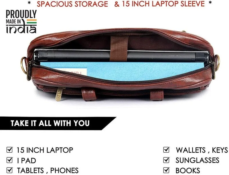 THE CLOWNFISH Unisex Adult Isaac Series Faux Leather 15.6 Inch Laptop Utility Messenger Bag Laptop Briefcase (Grey)