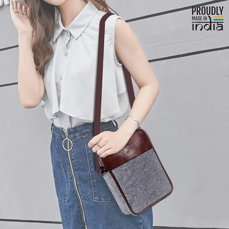 THE CLOWNFISH Unisex Amalia Sling Bag - Water Resistant, Adjustable Strap | 2.5L | Grey
