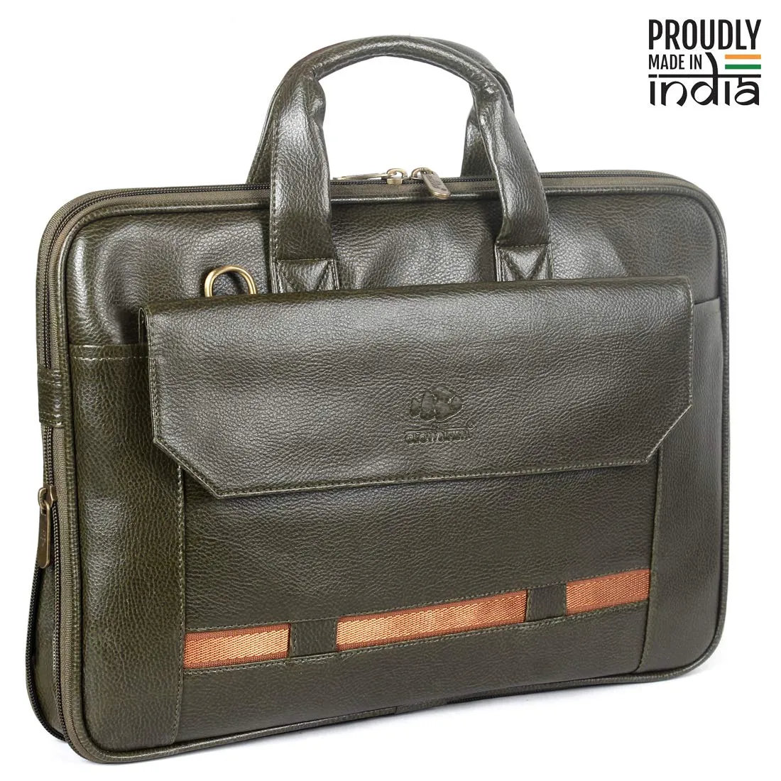 THE CLOWNFISH Unisex Triton Faux Leather Expandable 12 Inch Laptop/Tablet Messenger Bag Briefcase (Green)
