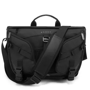 THE CLOWNFISH Water Resistant TPU Laptop Messenger Bag | Adjustable Shoulder Strap | 15.6 inch | Black
