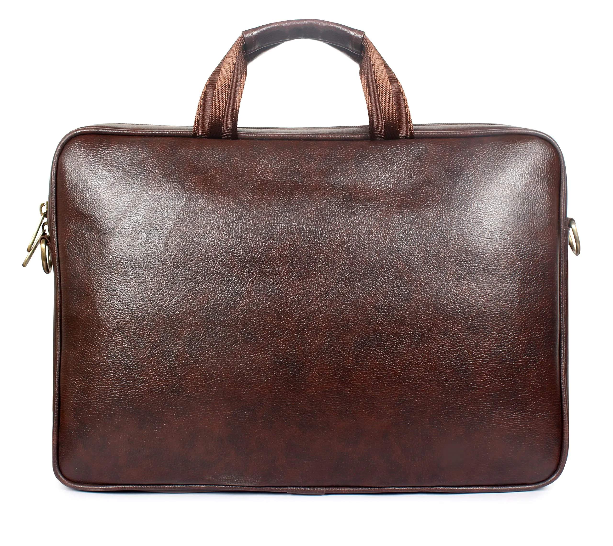 THE CLOWNFISH Zeus Faux Leather Laptop Messenger Bag - Water Resistant, Adjustable Strap | 15.6 inch | Dark Brown