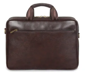 THE CLOWNFISH Zeus Faux Leather Laptop Messenger Bag - Water Resistant, Adjustable Strap | 15.6 inch | Dark Brown