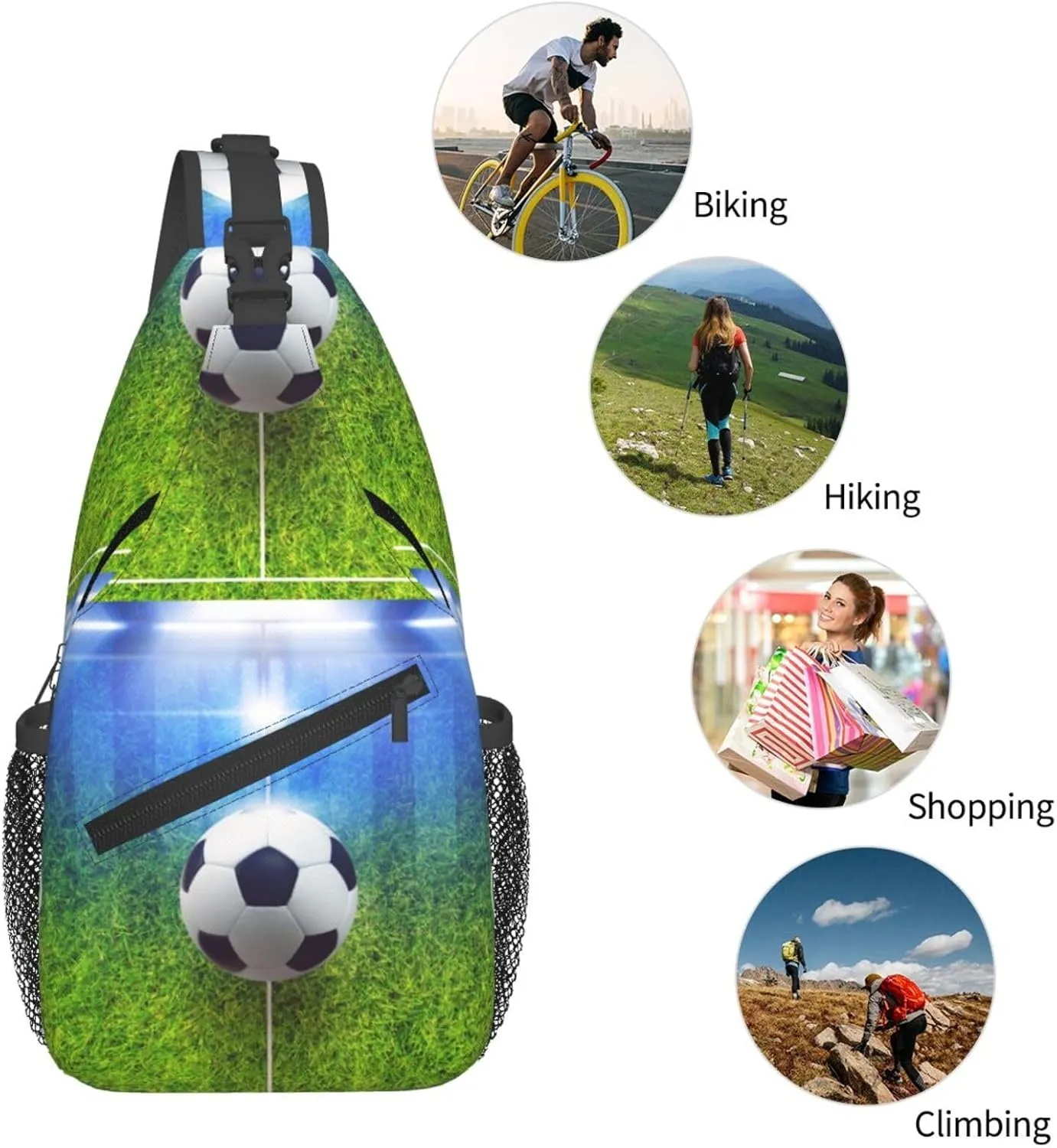 The Soccer Ball Is Placed In The Center Line Of The Field Chest Sling Bag Crossbody Shoulder Backpack Bag Gym Cycling Travel Hiking Daypack Cross Bag