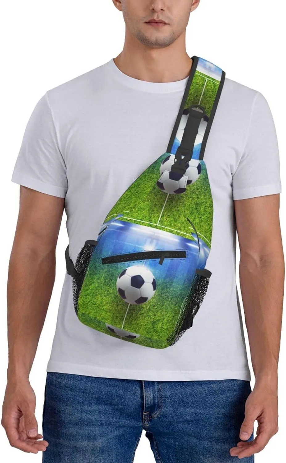 The Soccer Ball Is Placed In The Center Line Of The Field Chest Sling Bag Crossbody Shoulder Backpack Bag Gym Cycling Travel Hiking Daypack Cross Bag