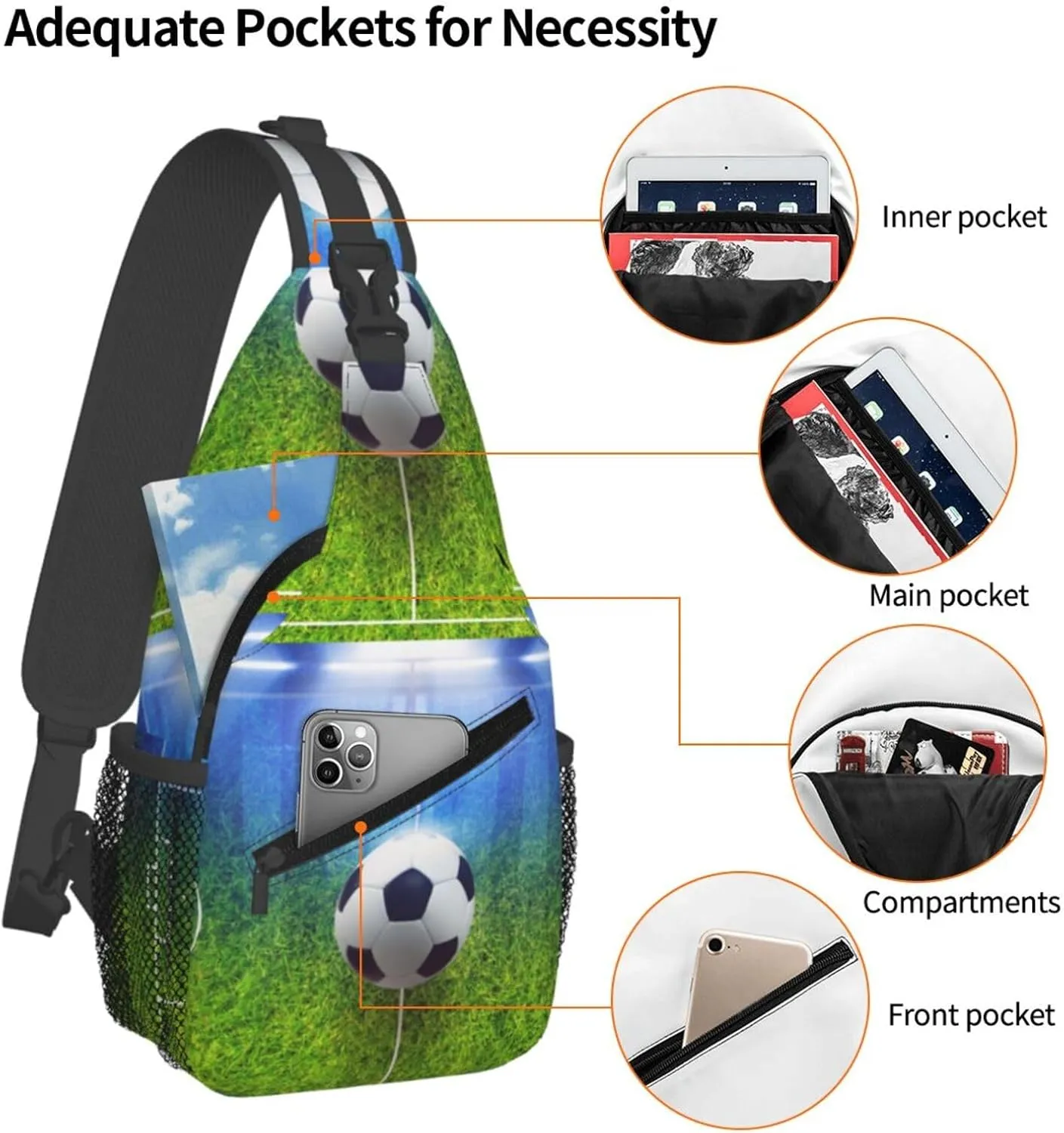 The Soccer Ball Is Placed In The Center Line Of The Field Chest Sling Bag Crossbody Shoulder Backpack Bag Gym Cycling Travel Hiking Daypack Cross Bag