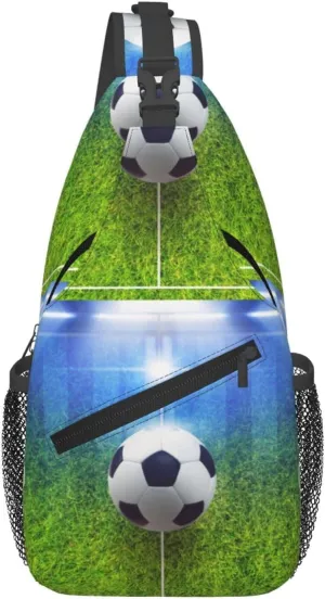 The Soccer Ball Is Placed In The Center Line Of The Field Chest Sling Bag Crossbody Shoulder Backpack Bag Gym Cycling Travel Hiking Daypack Cross Bag