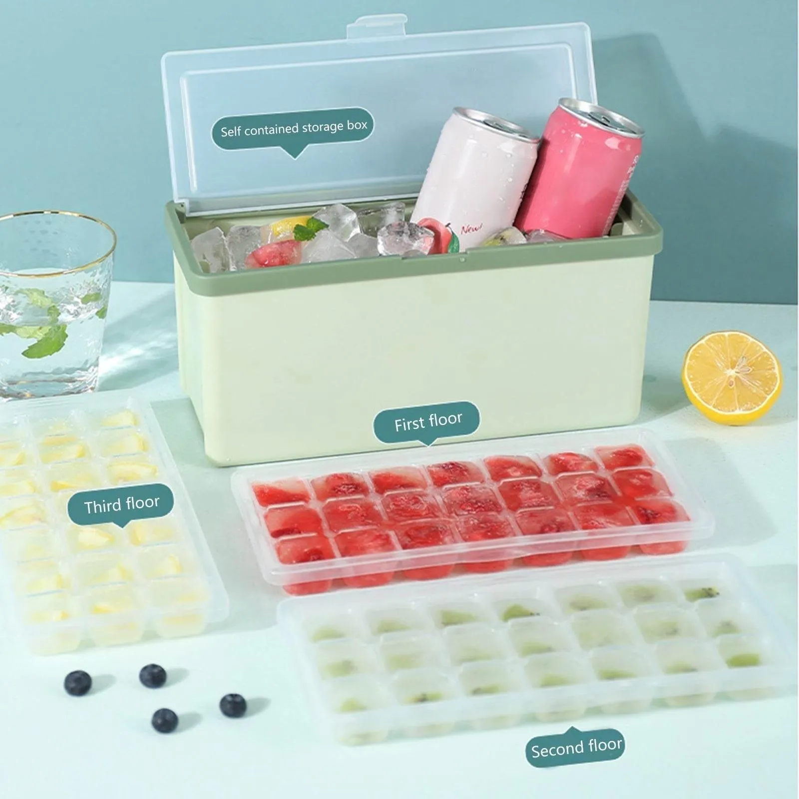 Three-Layer Ice Cube Tray - Multi-Compartment Ice Maker