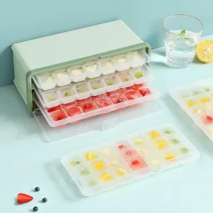 Three-Layer Ice Cube Tray - Multi-Compartment Ice Maker