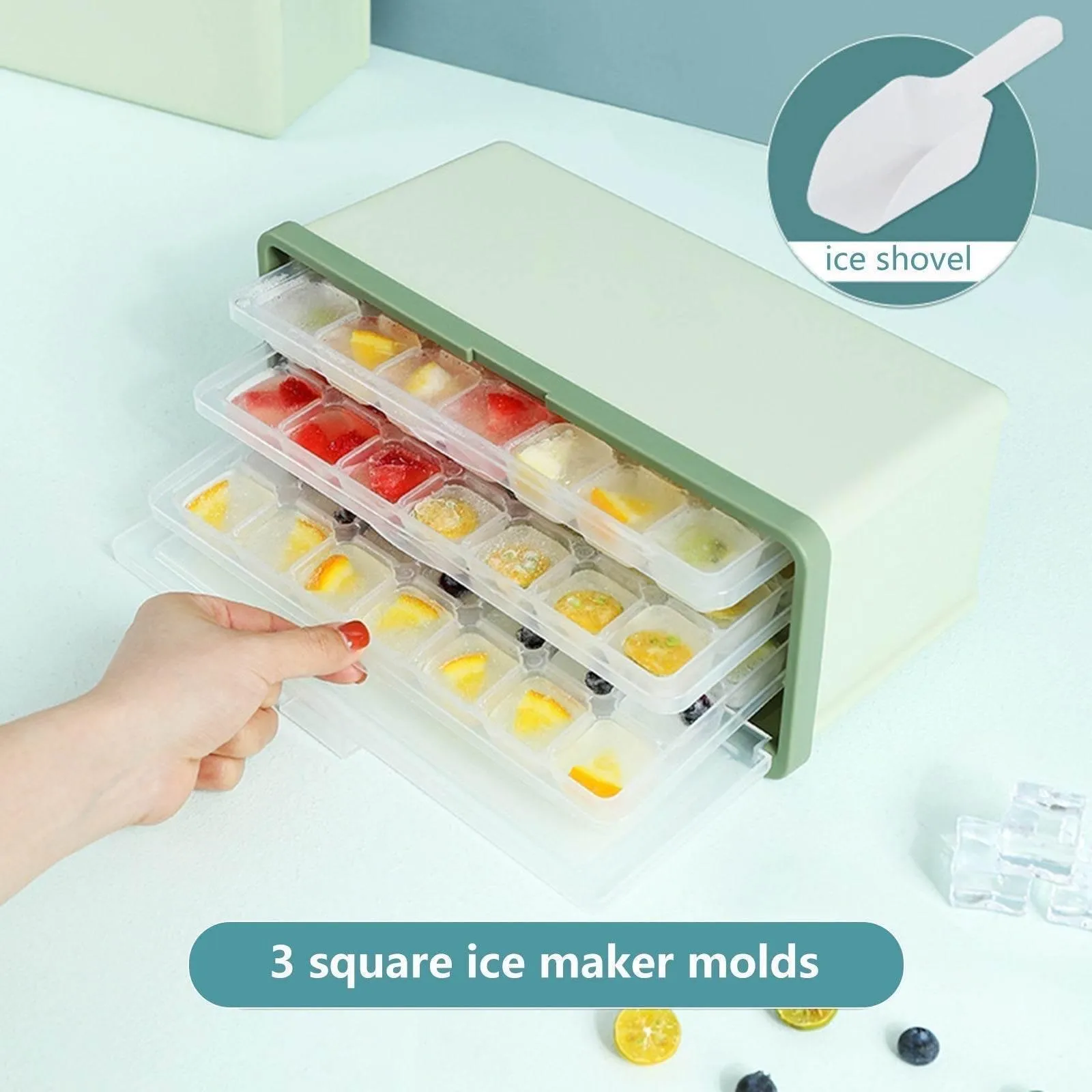 Three-Layer Ice Cube Tray - Multi-Compartment Ice Maker